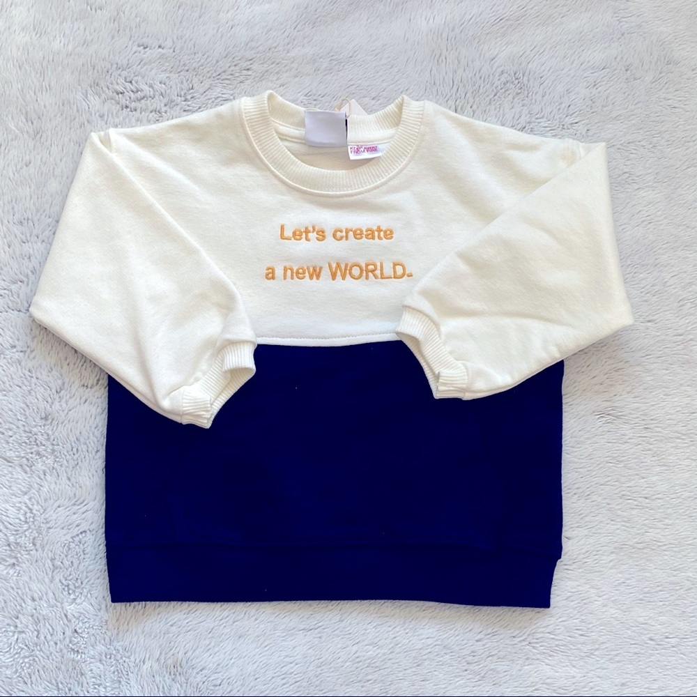 Zara Cream and Blue Kids Sweatshirt